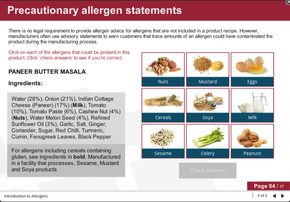 food allergen elearning